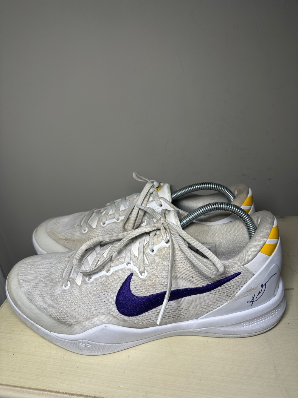 Nike Kobe 8 Protro Lakers Home White with purple Low-Top basketball Sneakers